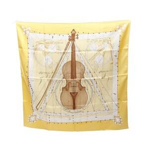 HERMES Authentic Yellow Silk Scarf